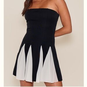 Elegant Black and White Strapless Dress